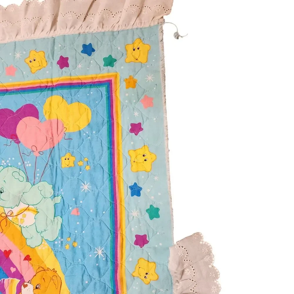 Vintage Care Bears Rainbow Trail Fabric Blanket